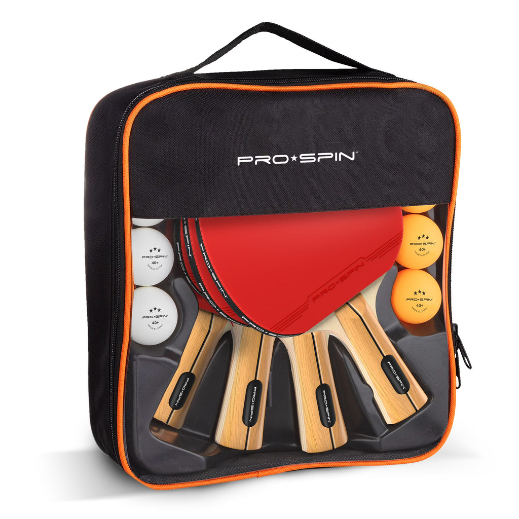 4-Player Table Tennis Racket Set with 3-Star Balls and Storage Case X10024