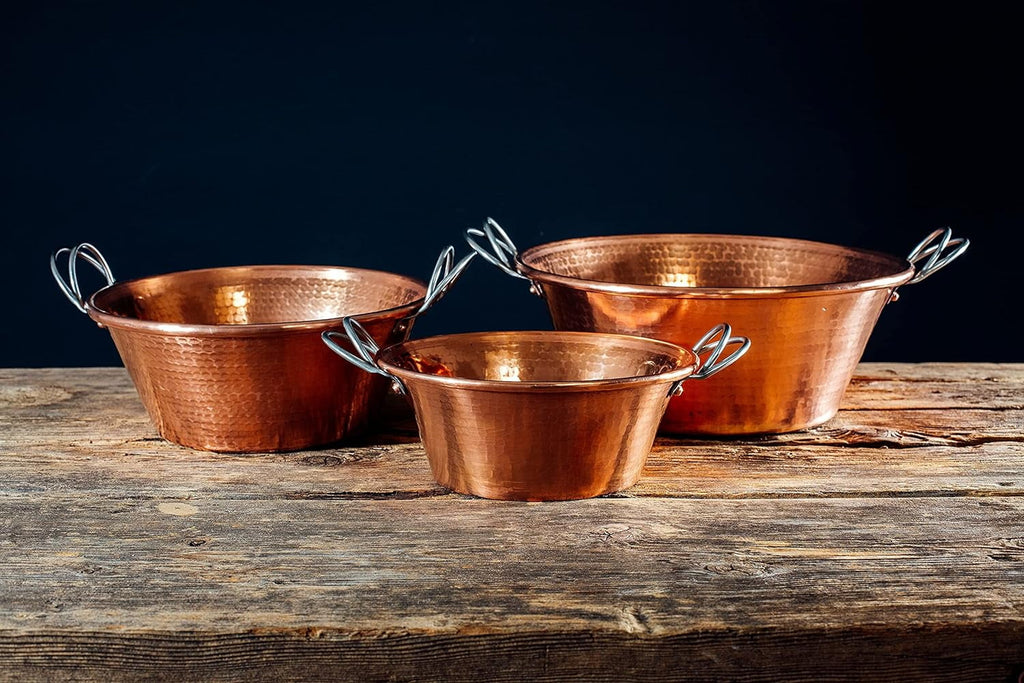 4 Qt 12 In Solid Copper Hand Hammered Jam Pan P5166
