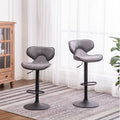 Weathered Gray Upholstery Adjustable Swivel Barstool Set of 2 A800