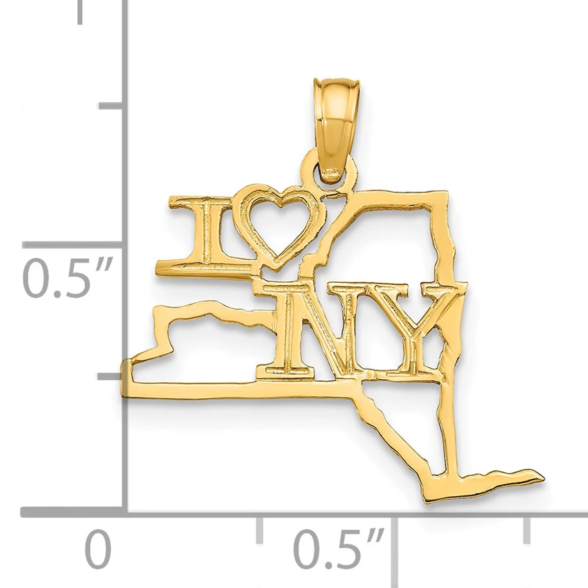 14K Yellow Gold New York State Pendant Charm Necklace 16'' U389