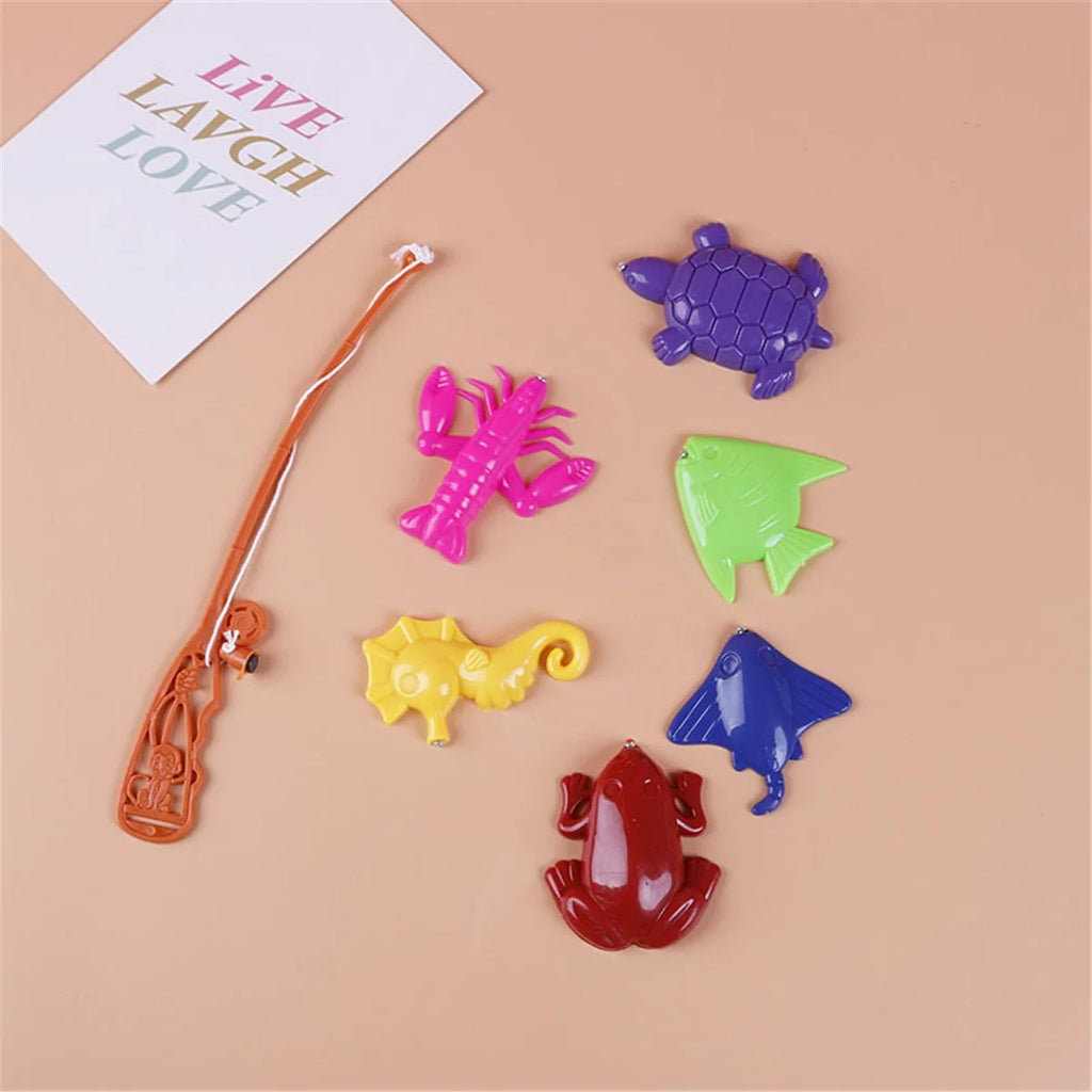 7Pcs Magnetic Fishing Toys Set with Fishing Rod D420445