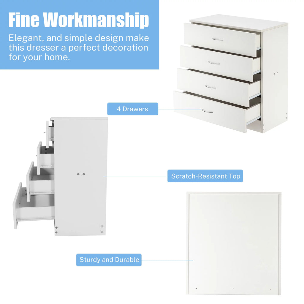 White 4 Drawer Wood Dresser Z72525