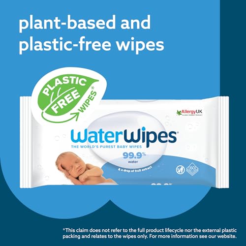 Plastic-Free Unscented Baby Wipes, 60 Count (Pack of 12) F364