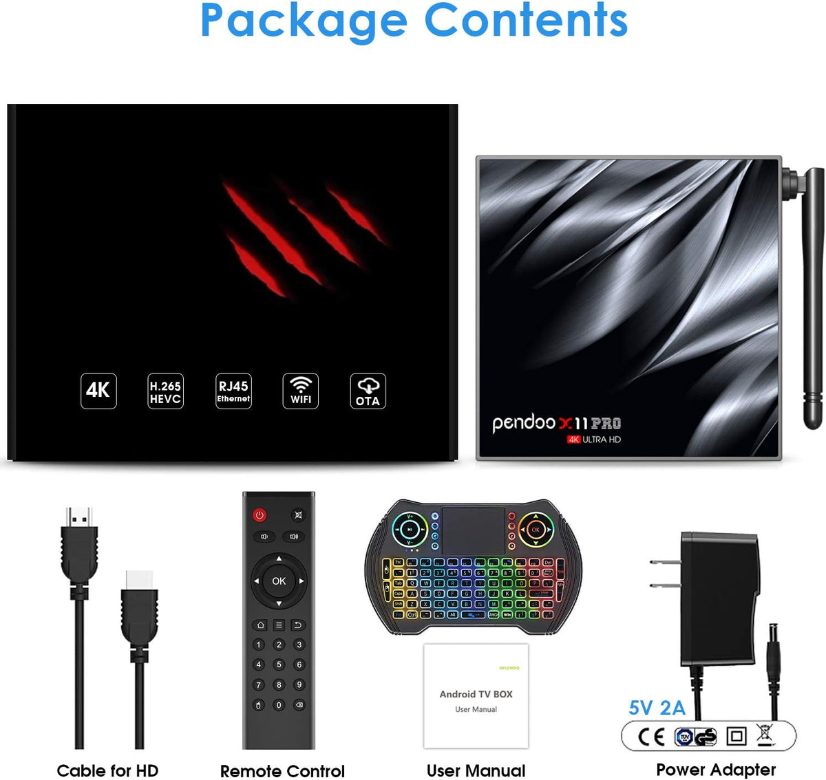 Android TV Box 4GB 64GB Quad-Core Dual WiFi with Mini Wireless Keyboard Pack of 2 K935