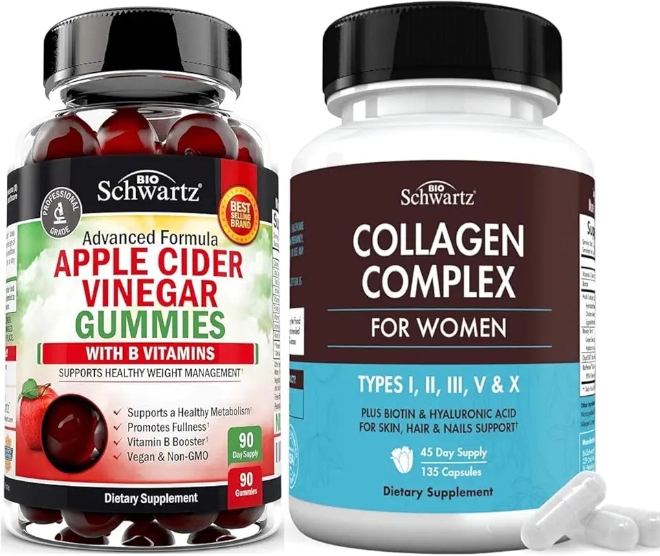 Apple Cider Vinegar Gummies with B Complex Vitamins and Hydrolyzed Collagen Peptide Capsules P464