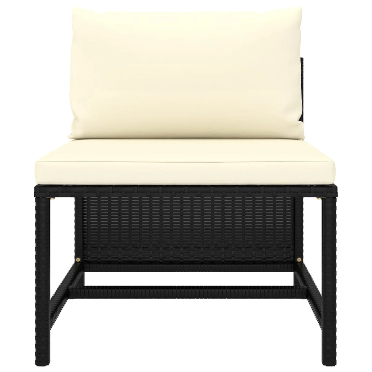 3 Piece Black Poly Rattan Garden Sofa Set with White Cushions and Footrest K1525