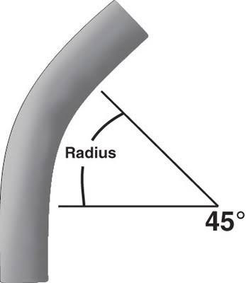 45 Degree ELBOW; 4 inch, Plain End, 36 inch Radius, PVC, Gray, Sch 80 P6233