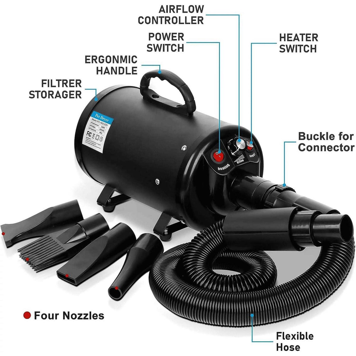 Portable High Power Low Noise Pet Hair Dryer I618
