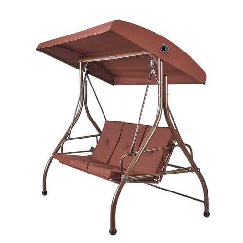 3-Seat Converting Canopy Patio Swing Chair with Cushion G74651