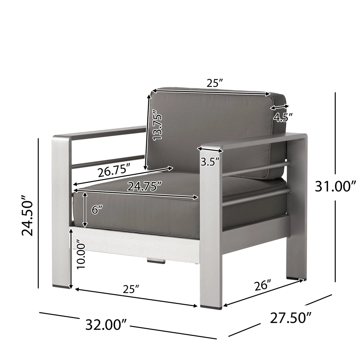 Light Gray and Gray 7 Seater Aluminum Chat Set with Fire Pit Q525787