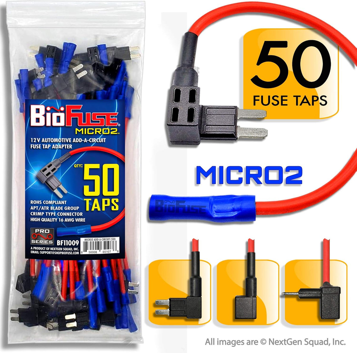 12V Micro2 50 Piece Add-a-Circuit Car Fuse Tap and Holders Pack Z88270