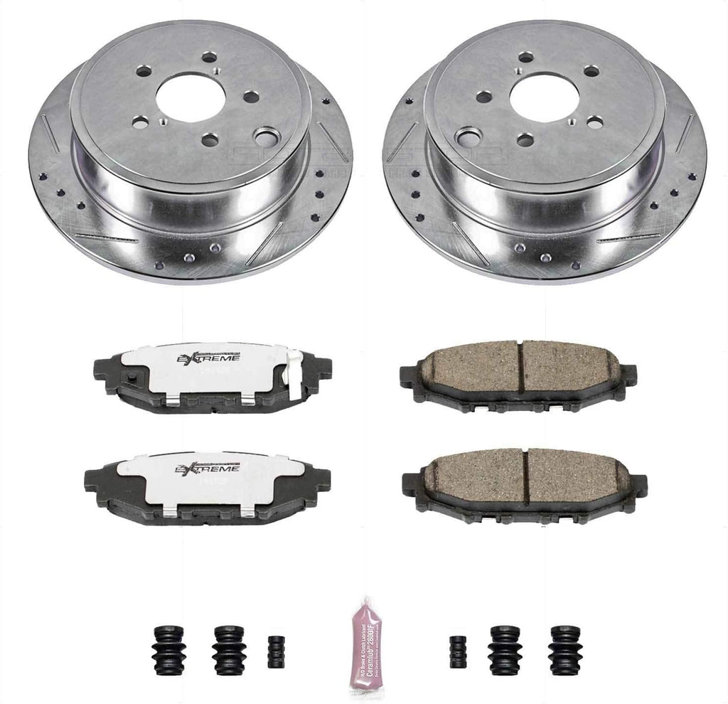 Rear Z26 Carbon Fiber Brake Pads with Drilled & Slotted Brake Rotors Kit U561