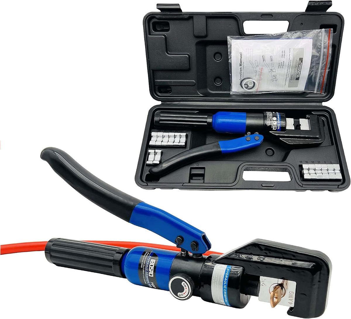 Hydraulic Cable Lug Crimper Tool 12 AWG to 00 (2/0) Electrical Terminal Wire Crimping Plier Kit, Pack of 2 L110