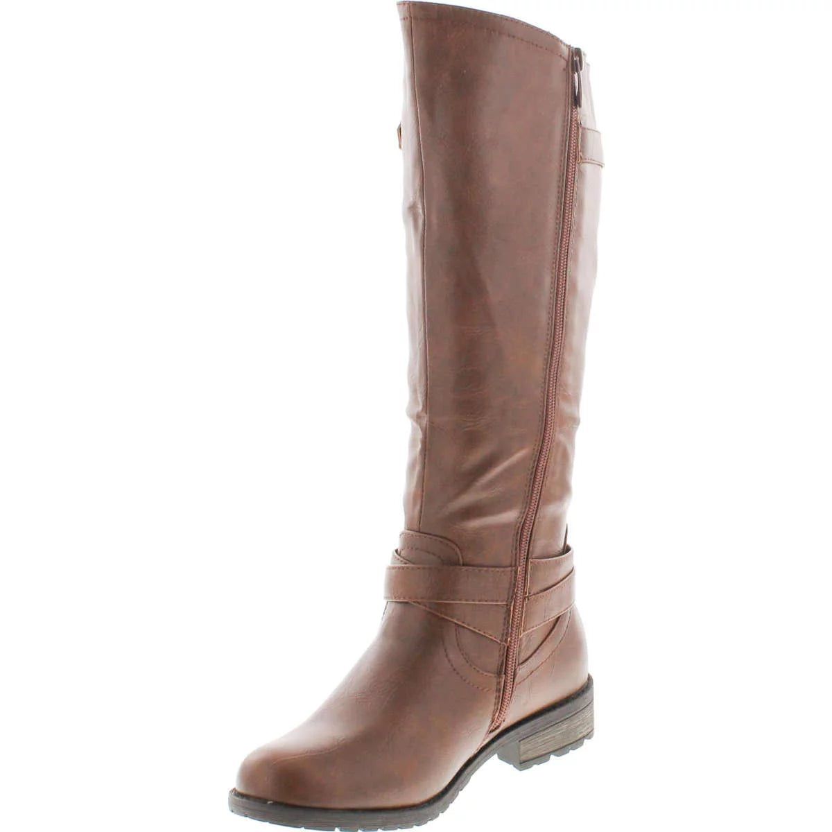 Brown Knee High Side Zipper Riding Boots Z544