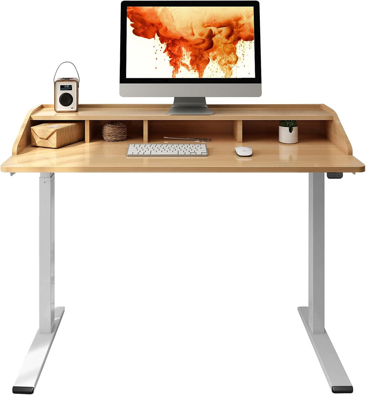 Espresso Cottage Oak Electric Standing Desk with Drawers M273