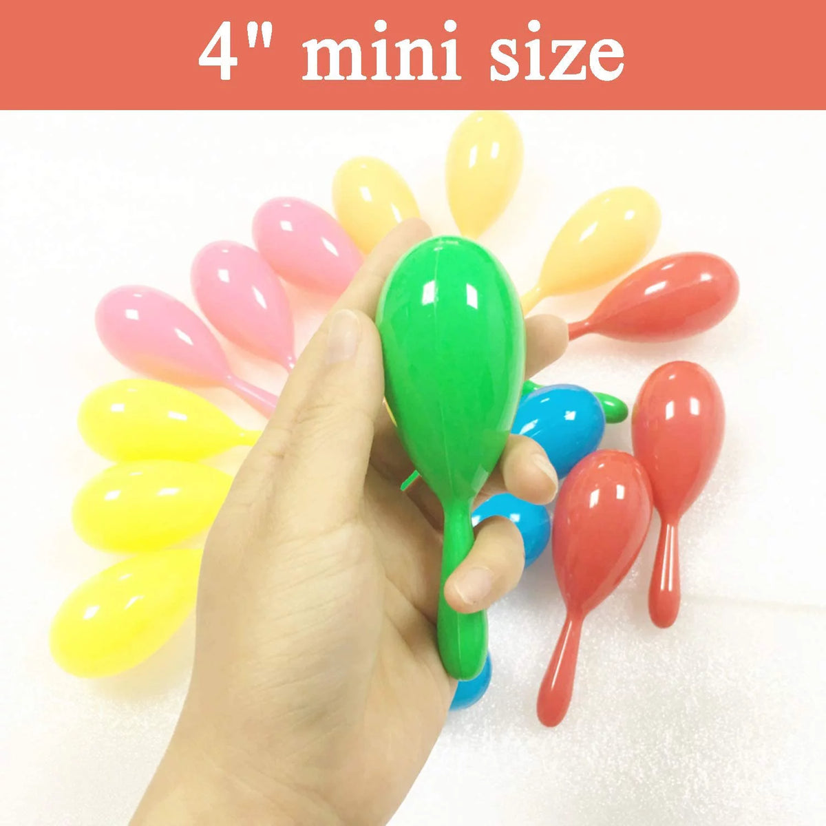24pcs Mini Plastic Maracas 6 Neon Colors B5888