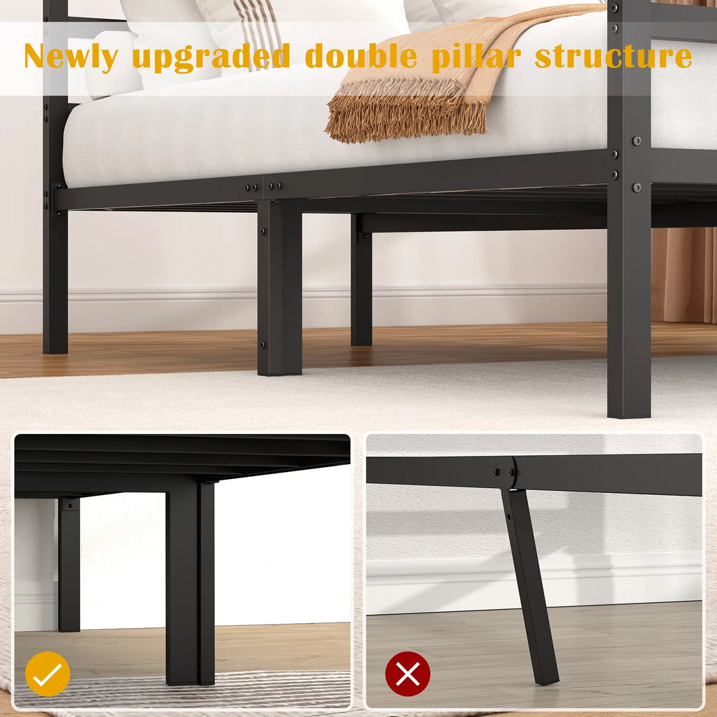 Queen Size Metal Platform Bed Frame with Headboard and Footboard M3056