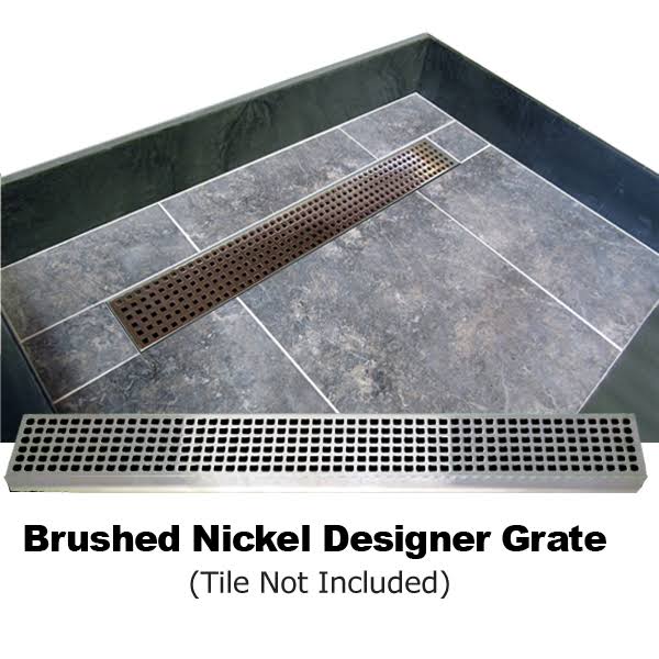 Trench Shower Pan, 42x22 W x 36x22 D, Brushed Nickel P8842