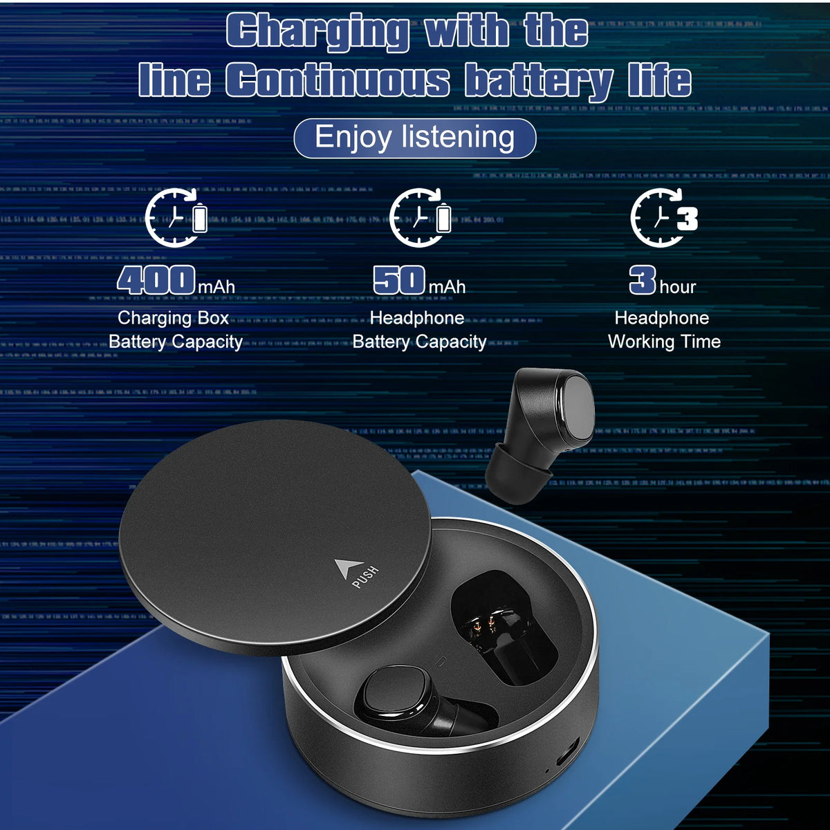 Black True Wireless Earbuds with Mic N418