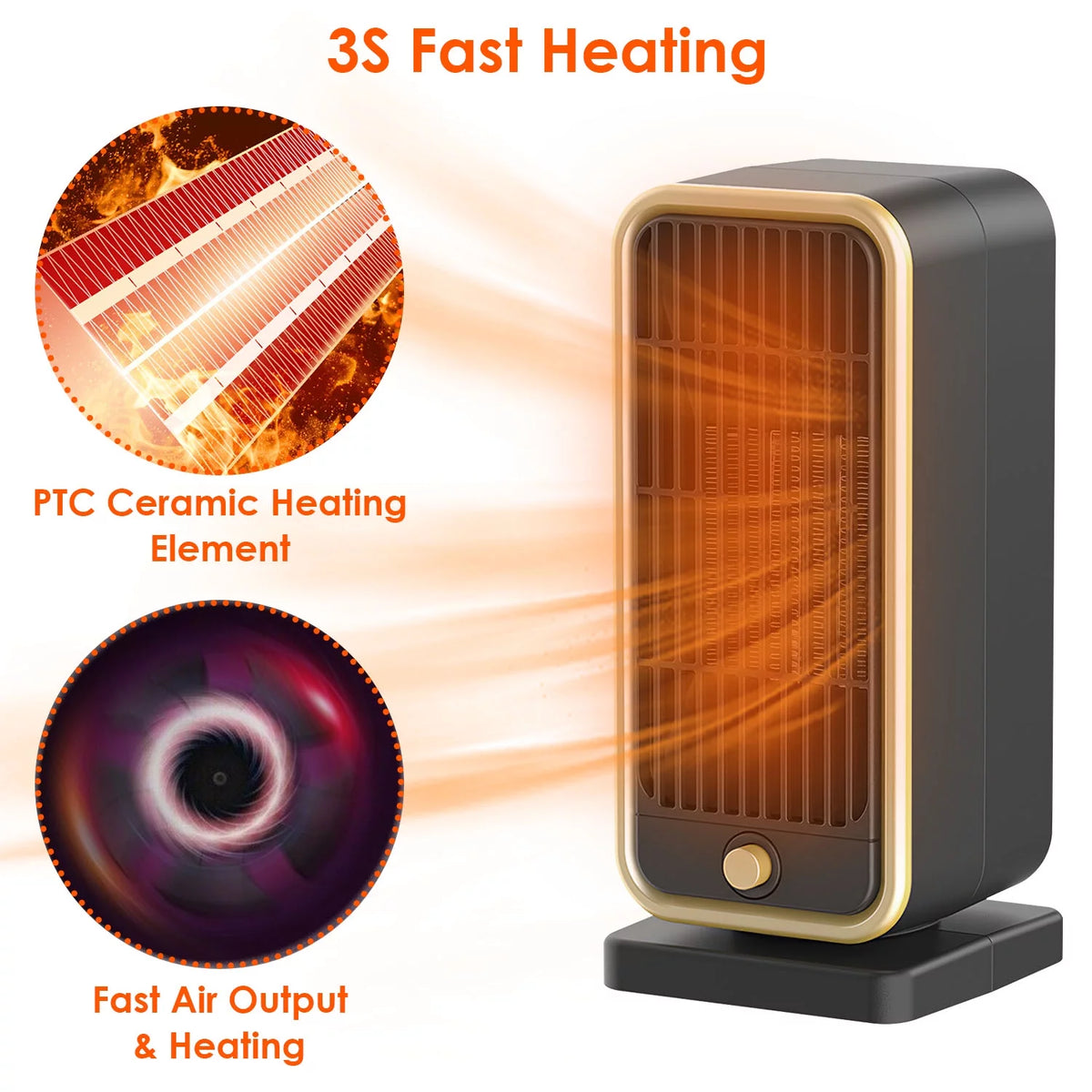 500W PTC Ceramic Electric Space Heater H376252