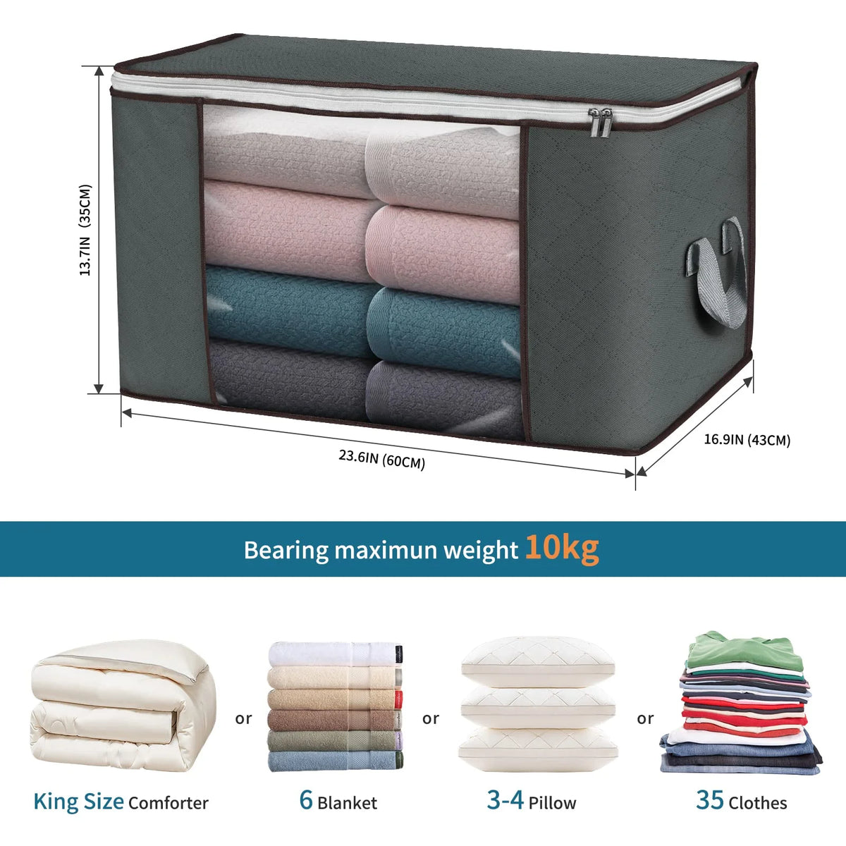 90L Foldable Clothes Storage Bags with Handles V865