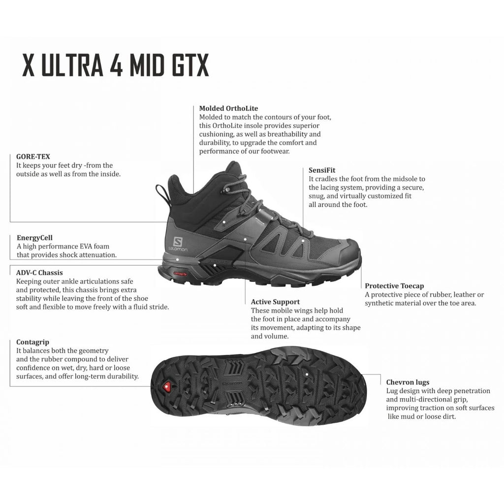 Black Mid Hiking Shoes N8038