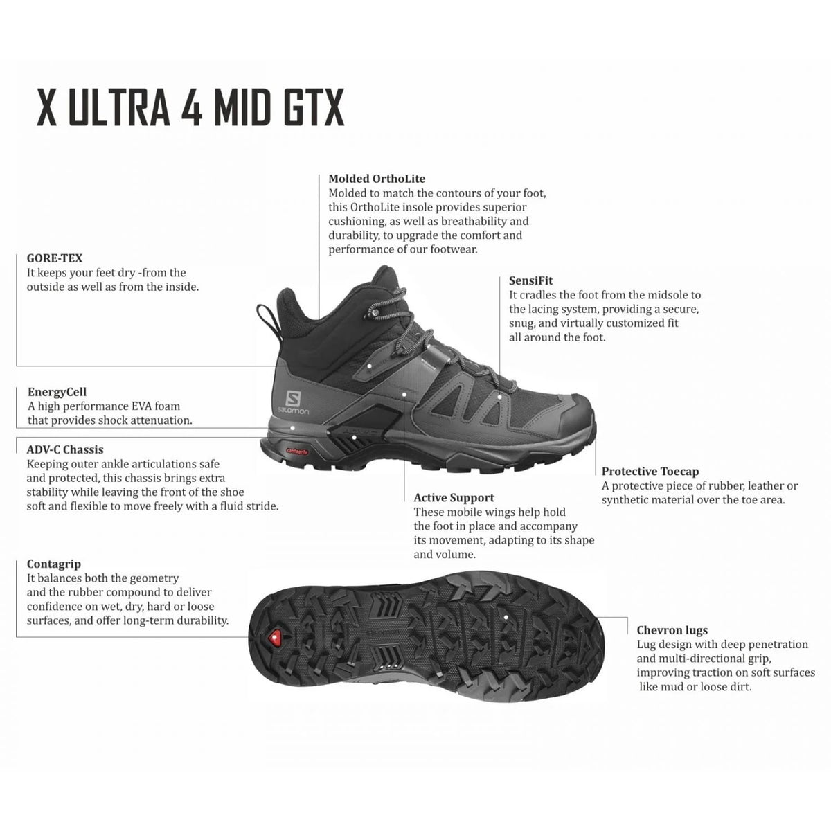 Black Mid Hiking Shoes N8038