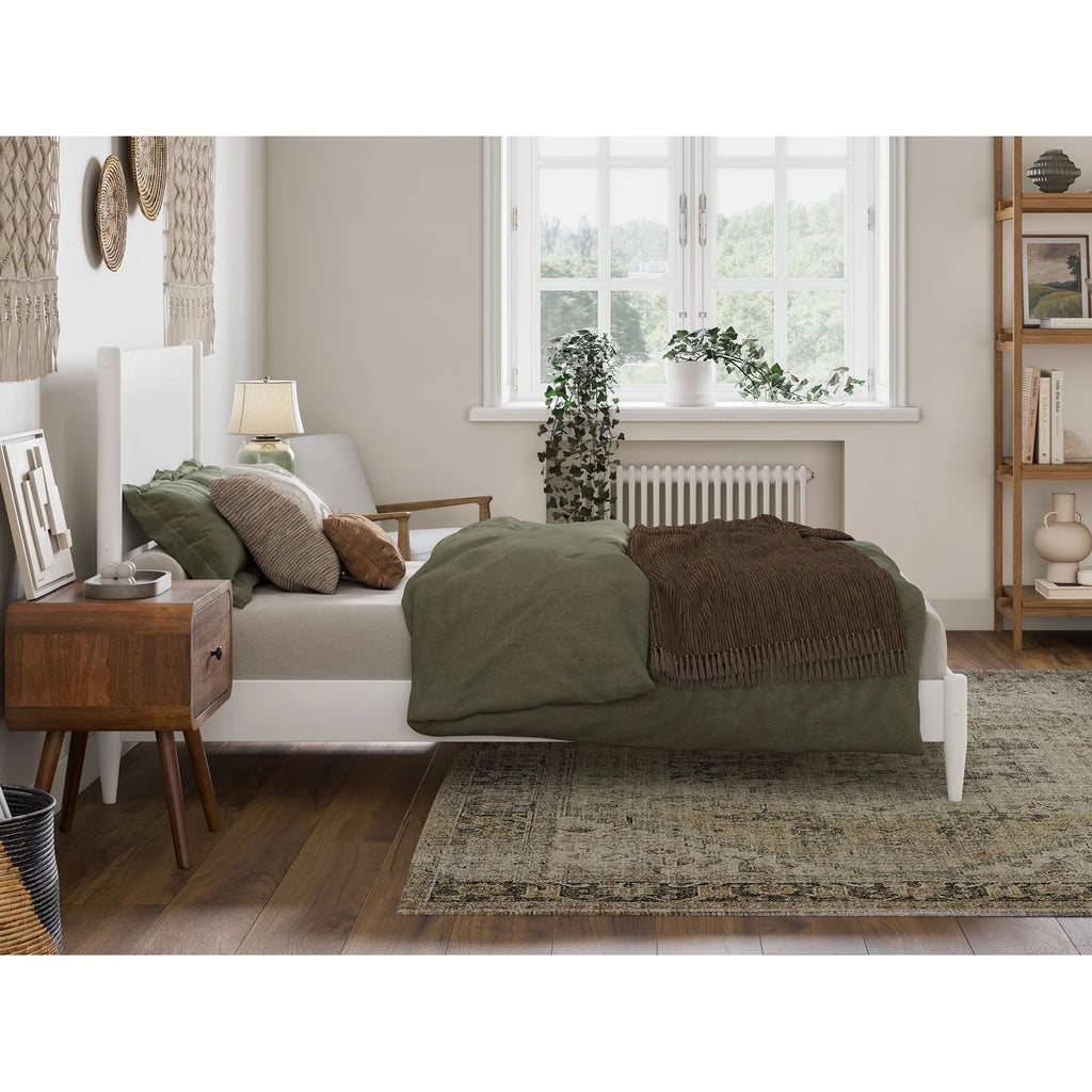 Twin XL Wood Low Profile Platform Bed in White H960749