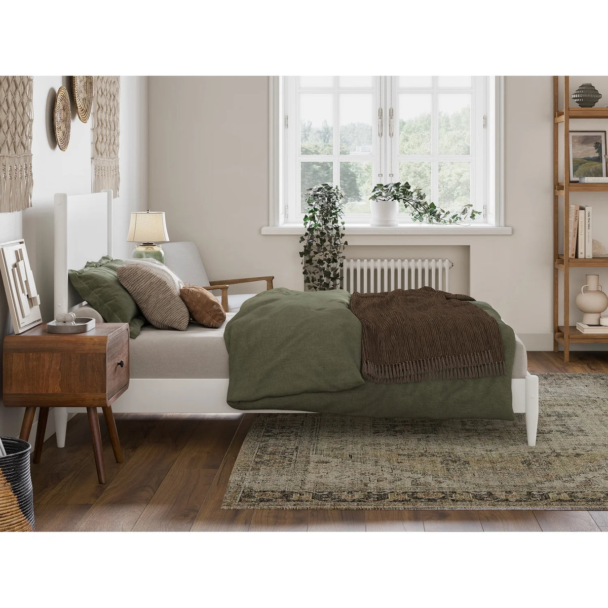 Twin XL Wood Low Profile Platform Bed in White H960749
