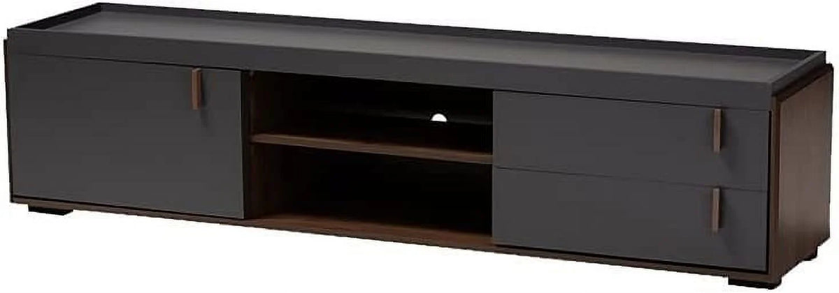 Gray and Walnut Wood TV Stand B5893