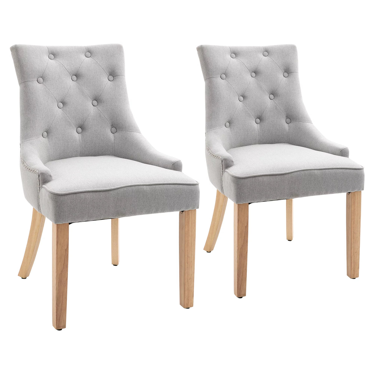 Light Grey Fabric Dining Chairs Set of 2 V170343