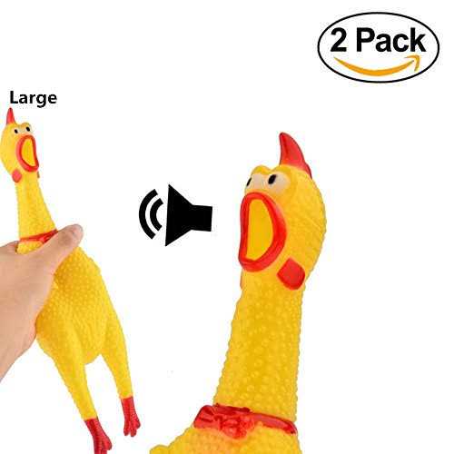 2 Pack Large Rubber Chicken Toy 12 inch R474