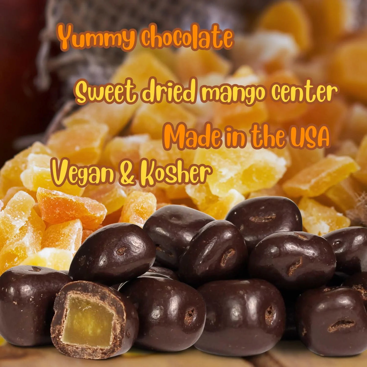Dark Chocolate Covered Dried Mango 10 Lbs Bulk Bag Vegan Non-Dairy Kosher R9741