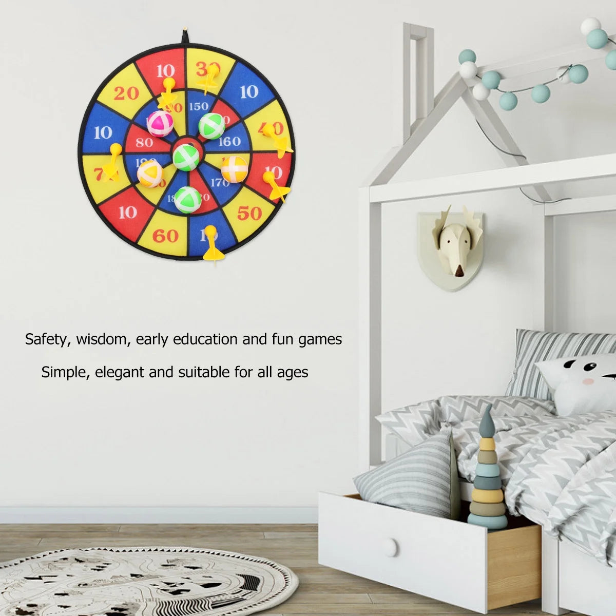 Flocking Dart Board with 4pcs Darts Dartboard Set N768262