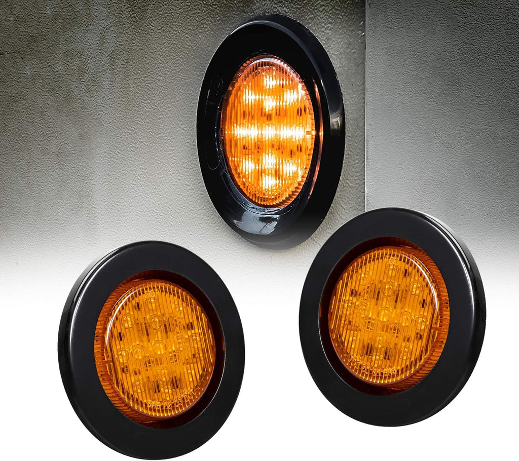 8pc 2.5" Amber Round Trailer LED Clearance Marker Lights Waterproof IP67 S81438