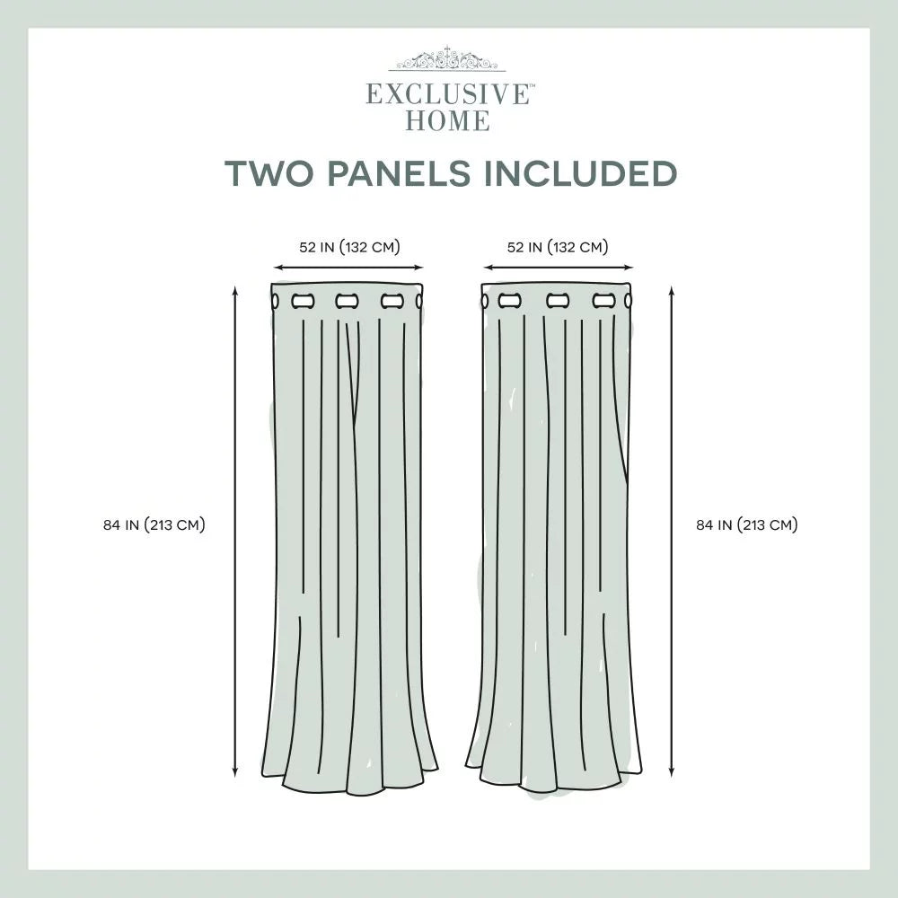 Floral Room Darkening Grommet Top Curtain Panel Pair 52"x84" Linen S57635