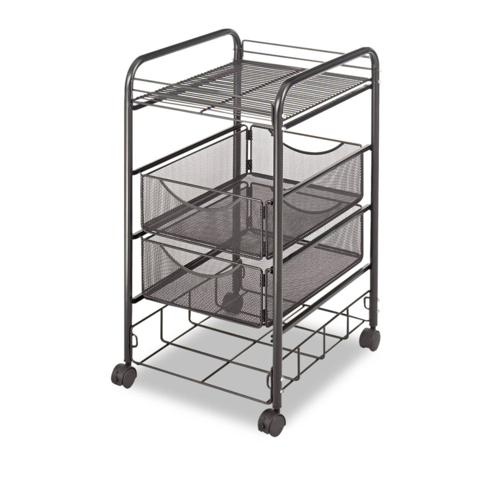 Black Double Mesh Mobile File Cart B2495
