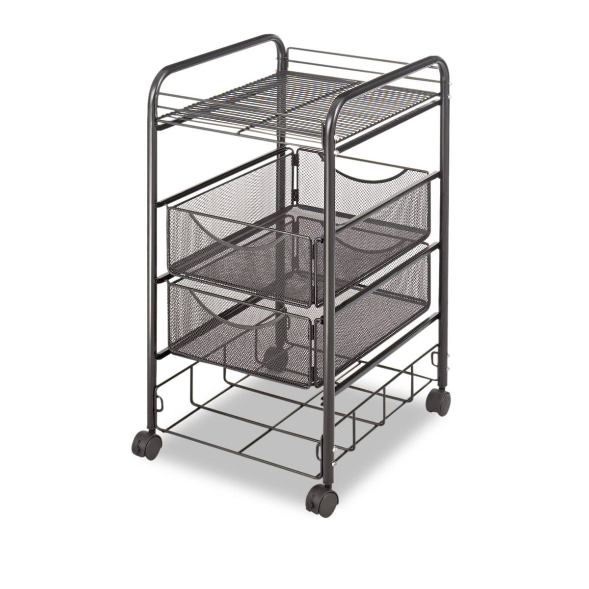 Black Double Mesh Mobile File Cart B2495