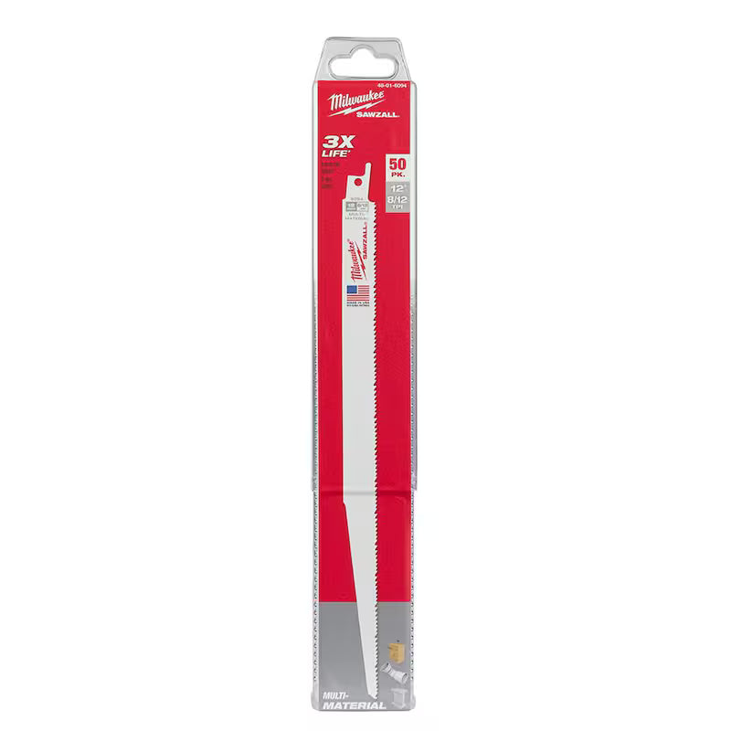 12 in. 8/12 TPI Reciprocating Saw Blades 50-Pack B63508