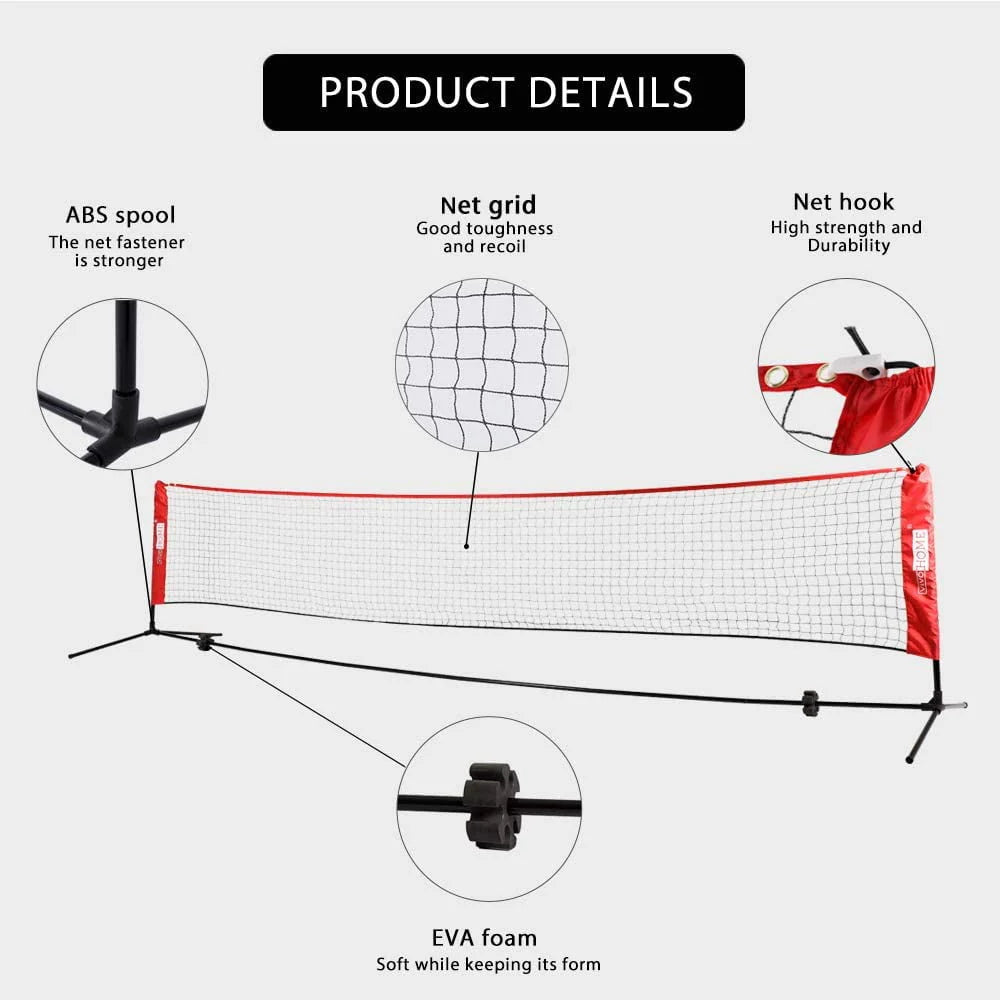 Adjustable Outdoor Badminton Net Set with Carry Bag T59385