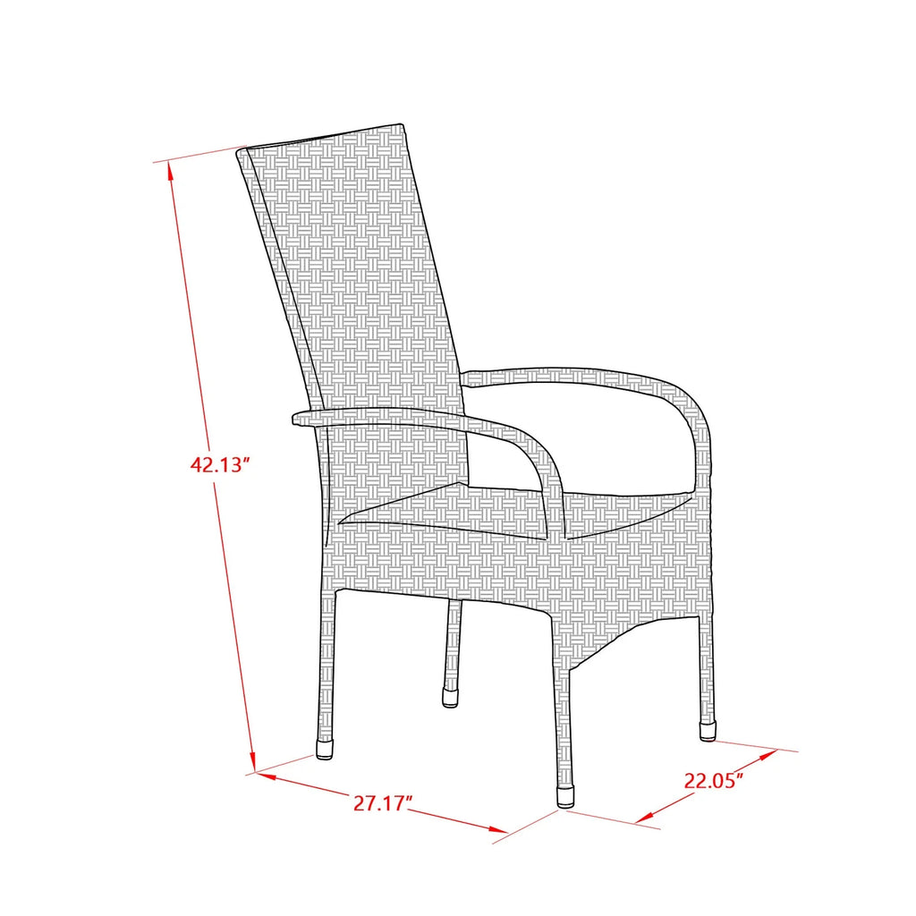 7 Pc Natural Wicker Dining Set with Table and 6 Armchairs R8553