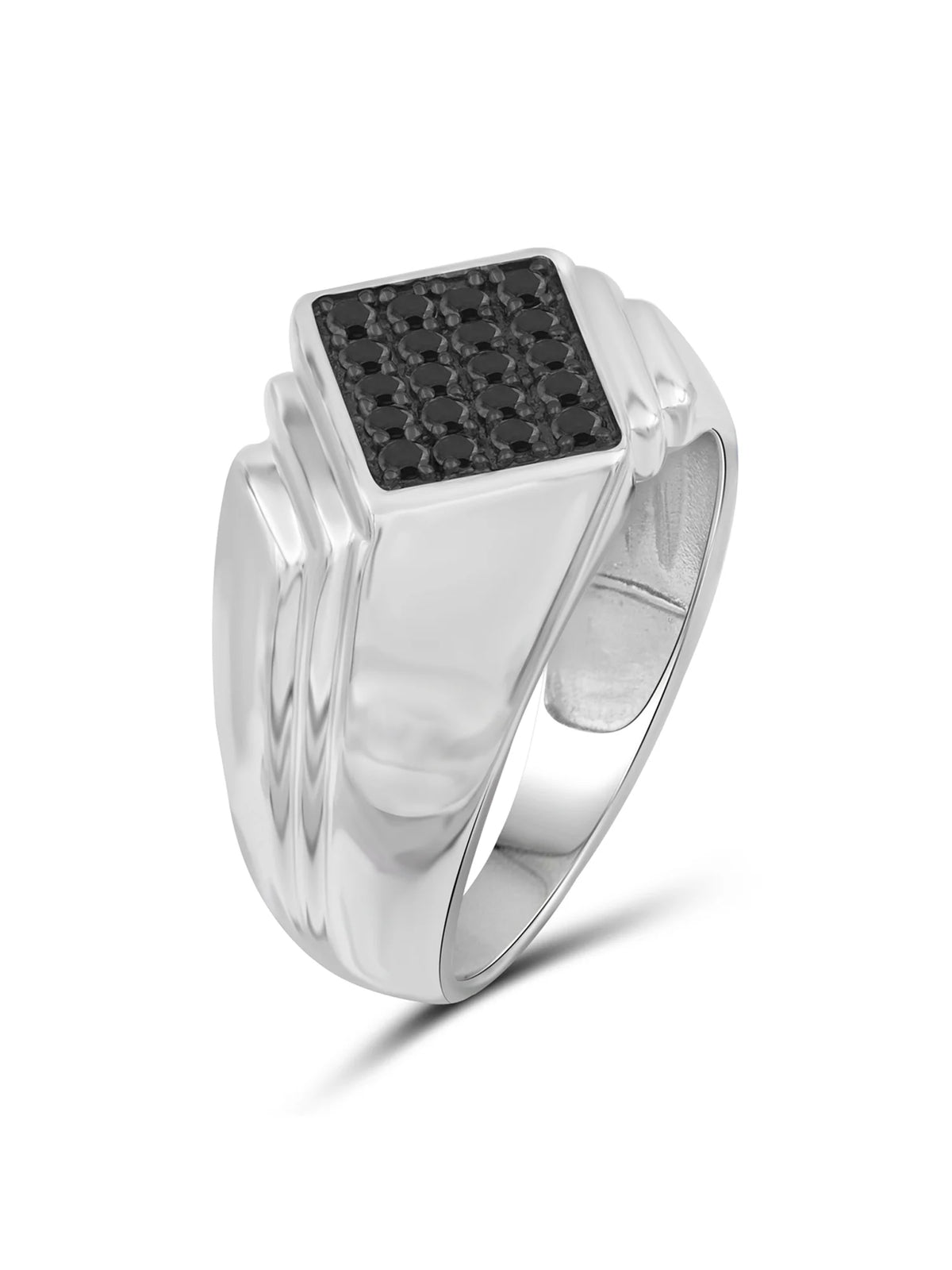 Black Diamond Sterling Silver Ring for Men W163644