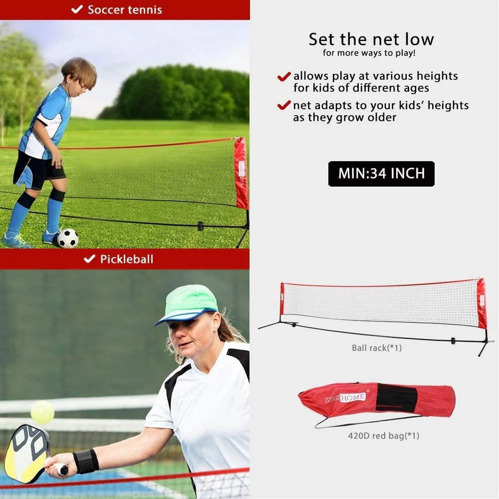 Adjustable Outdoor Badminton Net Set with Carry Bag T59385
