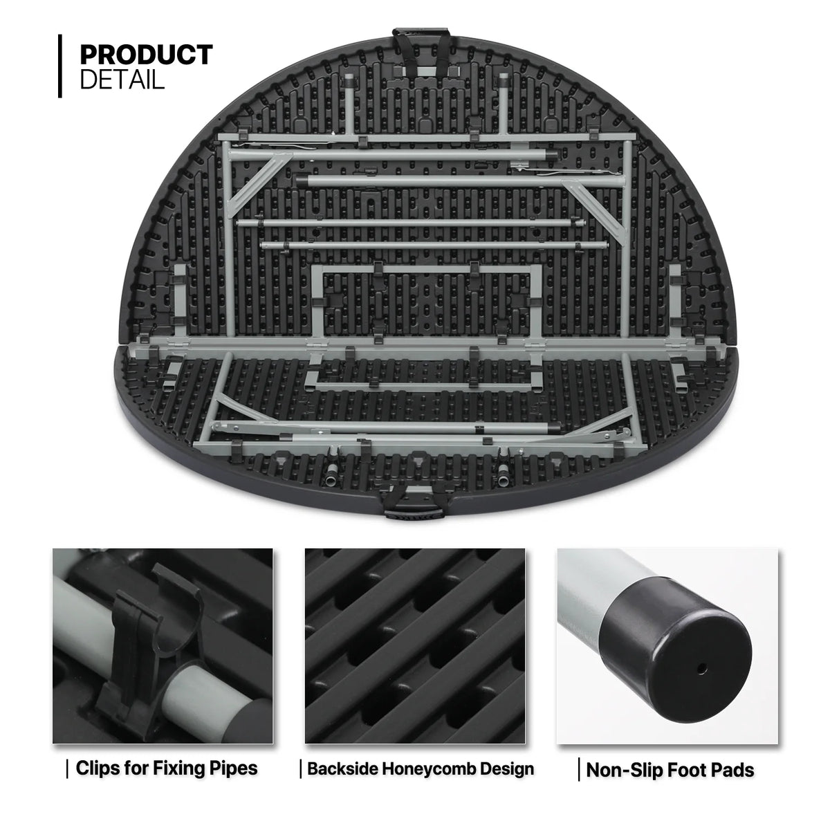 5 Ft Foldable Plastic Card Table and Chair Set, Black T55690