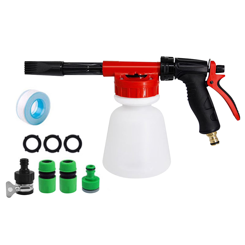 Car Wash Foam Sprayer Nozzle Kit with 1 Liter Bottle Universal Connectors D196