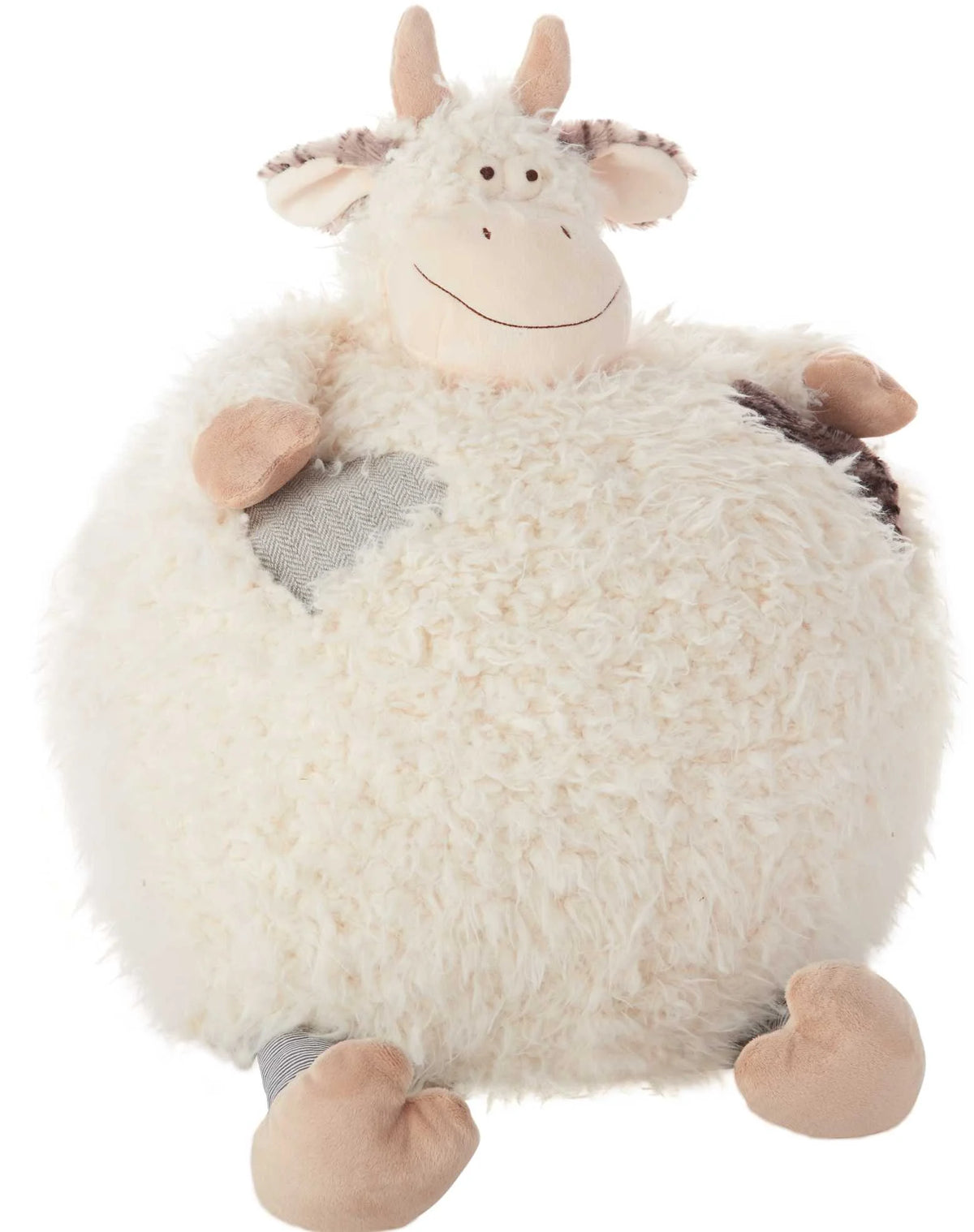 16" Oversized Cow Plush Pouf Pillow N3798