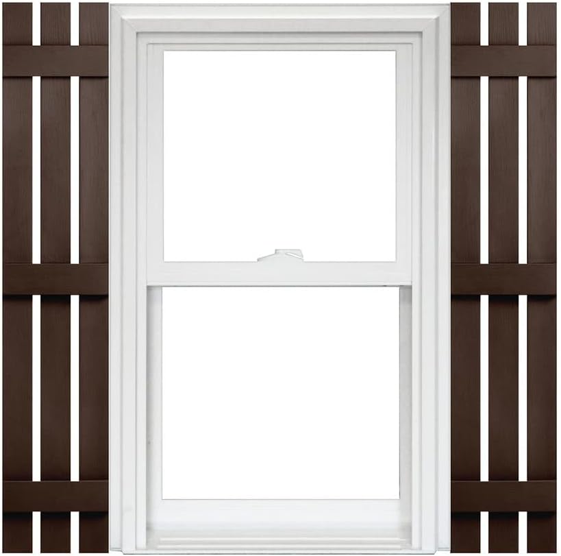 3 Board and Batten Split Vinyl Shutter (1 Pair) 12-3/8in. x 71in. Chocolate D798