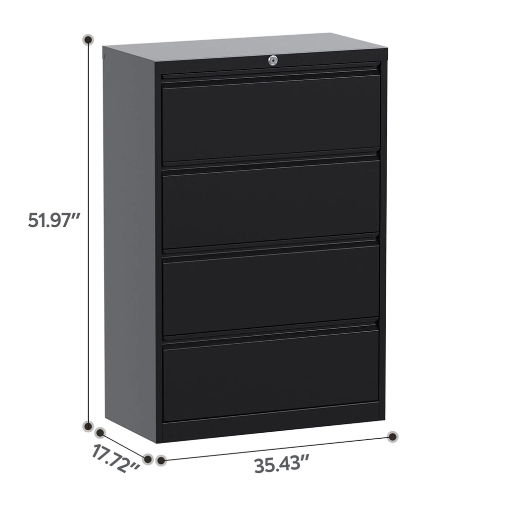 4 Drawer Black File Cabinet with Lock C2101