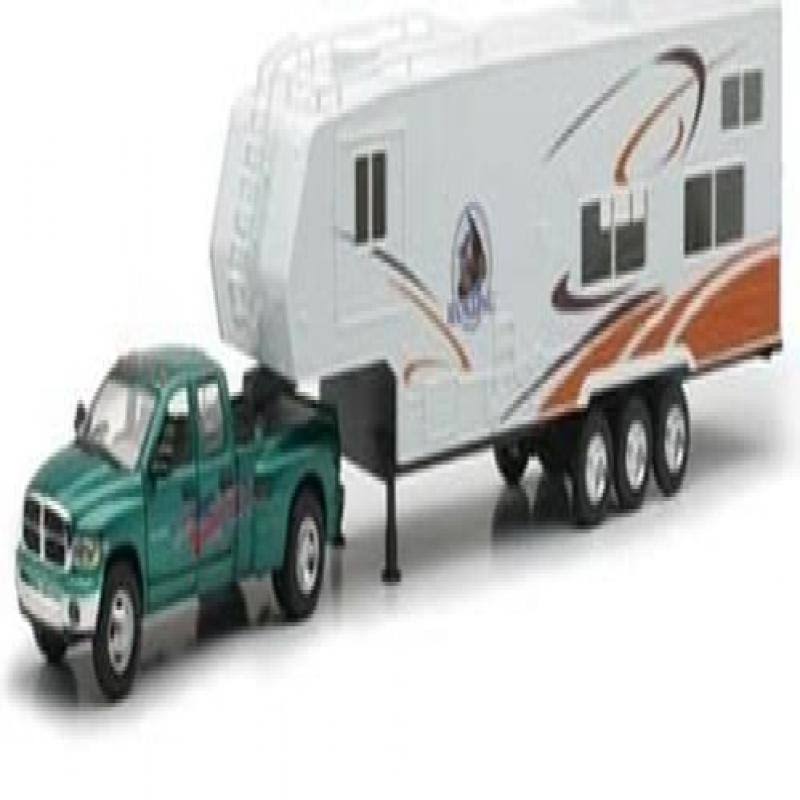 Die-Cast Pick Up Truck with 5th Wheel Camper, 1:32 O39737