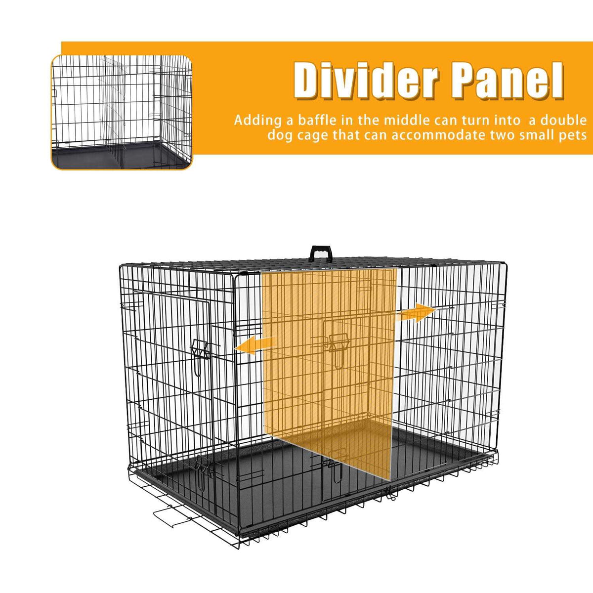 Large Dog Crate with Divider and Double Door F2702